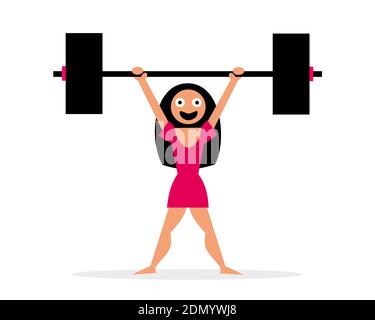 Female fitness - muscular woman is doing weightlifting to build muscles and strength, sporty strong and fit girl is doing sport, exercise and training Stock Photo