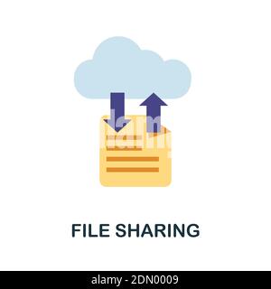 File Sharing flat icon. Color simple element from work from home collection. Creative File Sharing icon for web design, templates, infographics and Stock Vector