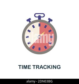 Time Tracking flat icon. Color simple element from work from home collection. Creative Time Tracking icon for web design, templates, infographics and Stock Vector