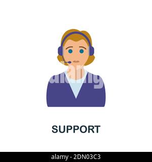 Support flat icon. Color simple element from work from home collection. Creative Support icon for web design, templates, infographics and more Stock Vector