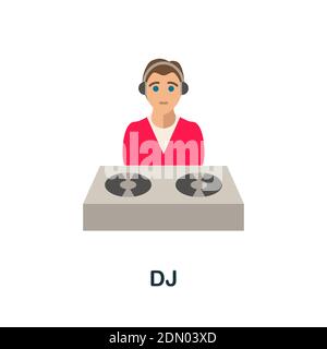 Dj flat icon. Color simple element from wedding collection. Creative Dj icon for web design, templates, infographics and more Stock Vector