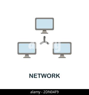 Network flat icon. Color simple element from work from home collection. Creative Network icon for web design, templates, infographics and more Stock Vector