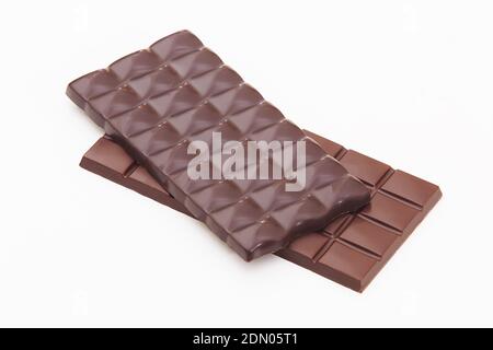 chocolate two tiles on white background Stock Photo