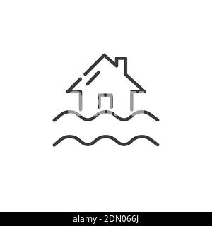 City flood icon outline vector. Sea level. Global ocean Stock Vector ...