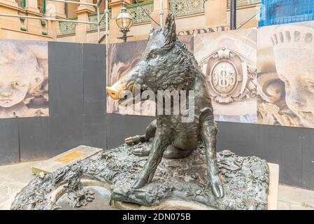 SYDNEY, AUSTRALIA, DECEMBER 29, 2019: Statue of a boar in Sydney, Australia Stock Photo