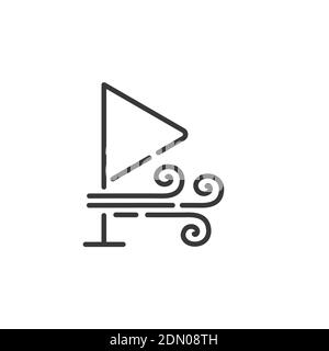 Wind direction and flag thin line icon. Isolated outline weather vector illustration Stock Vector