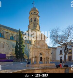 Baeza, Andalusia, Spain, March 2018: View of the Plaza de Santa Maria decorated for the Easter professions Stock Photo