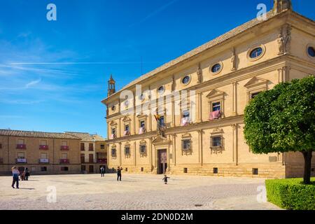 Ubeda, Andalusia, Spain - March 2018: View of the main facade of the Vázquez de Molina palace, with a square of the same name Stock Photo