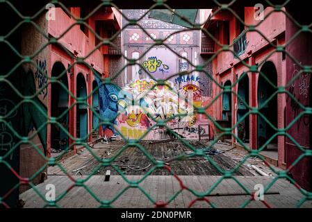 Athens, Greece - January 28, 2018: Ruins behind the fence Stock Photo