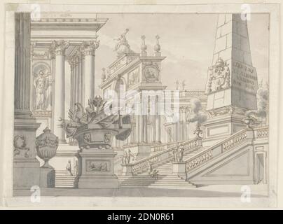 Drawing, Stage Design- Arcade Leading to a Garden, early 18th century ...