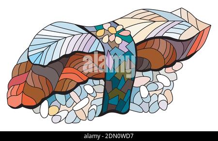Hand drawn zentangle nigiri with eel for t-shirt and other decorations Stock Vector