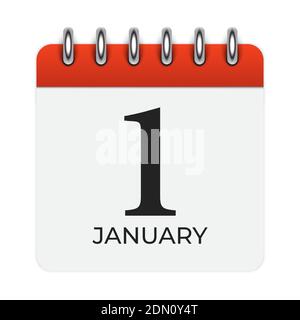 1 January Calendar Icon. Vector Illustration Stock Vector