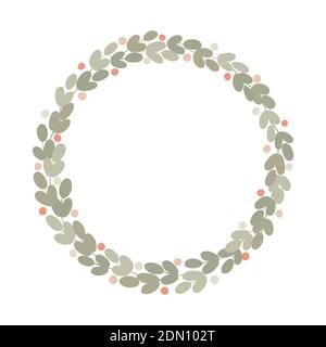 Cute flowers circle wreath floral wallpaper template background bouquet. Botanical flower and leaf branch can be used for printing, greeting Stock Vector