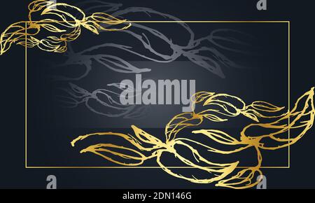 Luxury ornamental vector background design. Black and golden floral background illustration. Stock Vector
