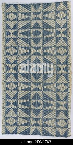 Coverlet Rust Coverlet fragment. Fragment showing traditional design of combinations ...