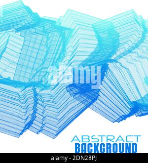 Abstraction with azure radiance thin broken lines on a white. Subtle vector graphics Stock Vector