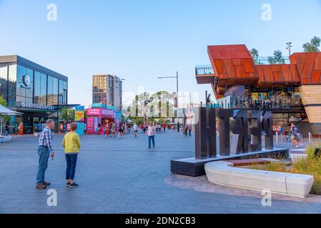 PERTH, AUSTRALIA, JANUARY 19, 2020: Sunset view of Yagan square in Perth, Australia Stock Photo