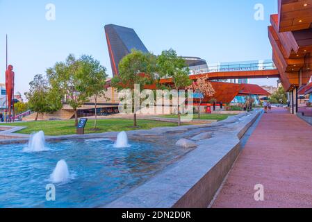 PERTH, AUSTRALIA, JANUARY 19, 2020: Sunset view of Yagan square in Perth, Australia Stock Photo