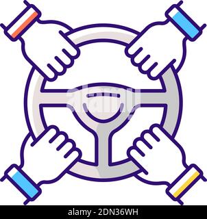 Car sharing RGB color icon Stock Vector