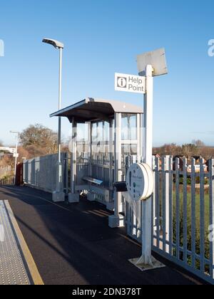 Shelter for passengers waiting for a train at Dilton Marsh Halt near Westbury, Wiltshire, England, UK. Stock Photo