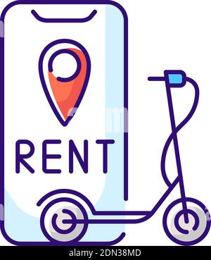 Electric scooter rental RGB color icon Stock Vector