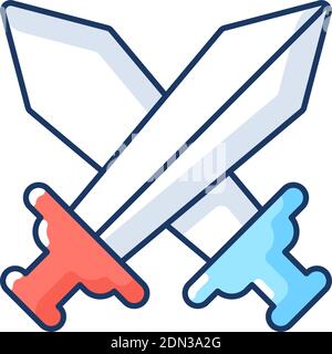 Videogame battle RGB color icon Stock Vector