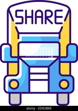 Truck sharing RGB color icon Stock Vector