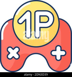 Single player game RGB color icon Stock Vector