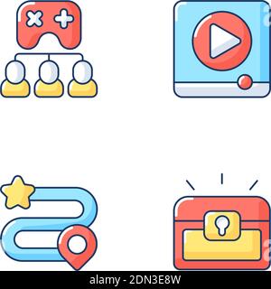 Video gaming RGB color icons set Stock Vector