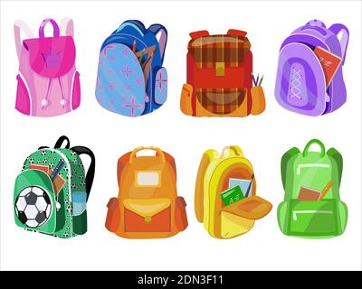 Vector set of scholl backpacks Stock Vector