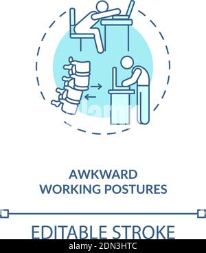 Awkward working postures concept icon Stock Vector
