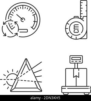 Measuring tools linear icons set Stock Vector