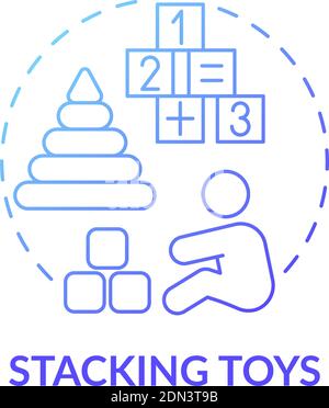 Stacking toys dark blue gradient concept icon Stock Vector