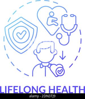 Lifelong health blue gradient concept icon Stock Vector