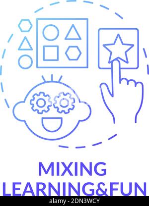 Mixing learning and fun blue gradient concept icon Stock Vector