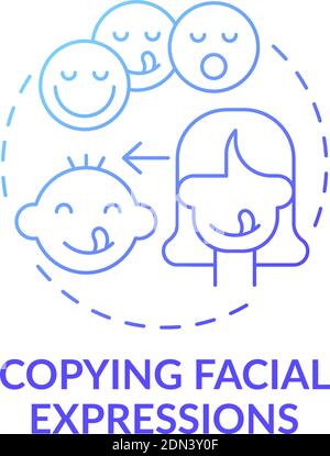 Copying facial expressions dark blue gradient concept icon Stock Vector