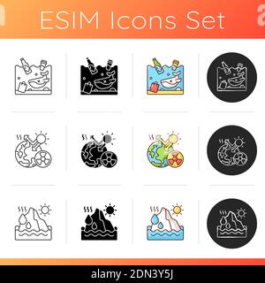 Global warming icons set Stock Vector