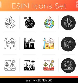 Global warming icons set Stock Vector