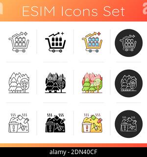 Global warming icons set Stock Vector