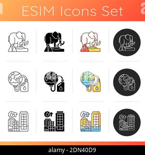 Global warming icons set Stock Vector