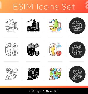 Global warming icons set Stock Vector