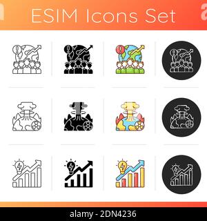 Global warming icons set Stock Vector