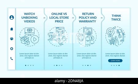 Informed shopper advices onboarding vector template Stock Vector