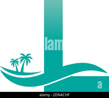 Letter L logo  coconut tree and water wave icon design vector Stock Vector