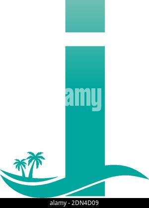 Letter I logo  coconut tree and water wave icon design vector Stock Vector