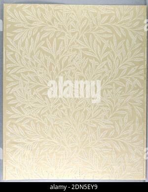 Willow, Block-printed on paper, Printed in white on white., England, 1874, Wallcoverings, Sidewall, Sidewall Stock Photo