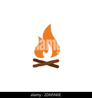 campfire with firewood color icon vector. Simple sign, logo. fireWood in fire. Bonfire. Camp fireplace Stock Vector