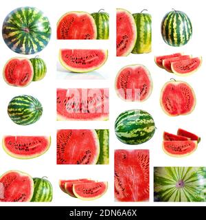 set of watermelons isolated on a white background Stock Photo