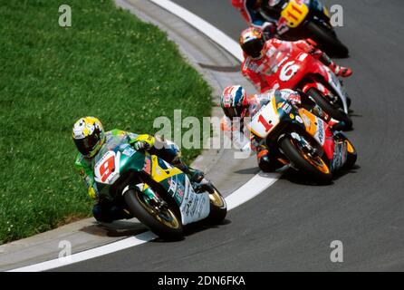 Barros (BRA), Doohan (AUST), Biaggi (ITA), 500 Motocycle GP Of Germany, Sachsenring1998 Stock Photo