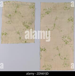 Textile, medium: silk Technique: plain weaave with supplementary warp floats and discontinuous supplementary weft floats., Flowers and sprays on pale ground., 18th century, woven textiles, Textile Stock Photo